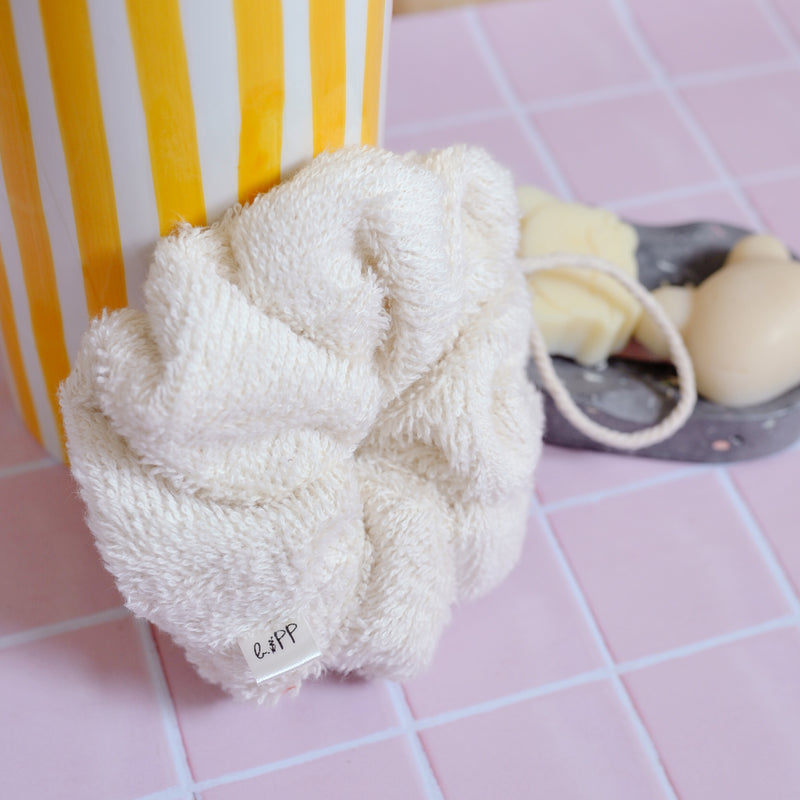 Fleur de douche Lili – éponge coton bio écru