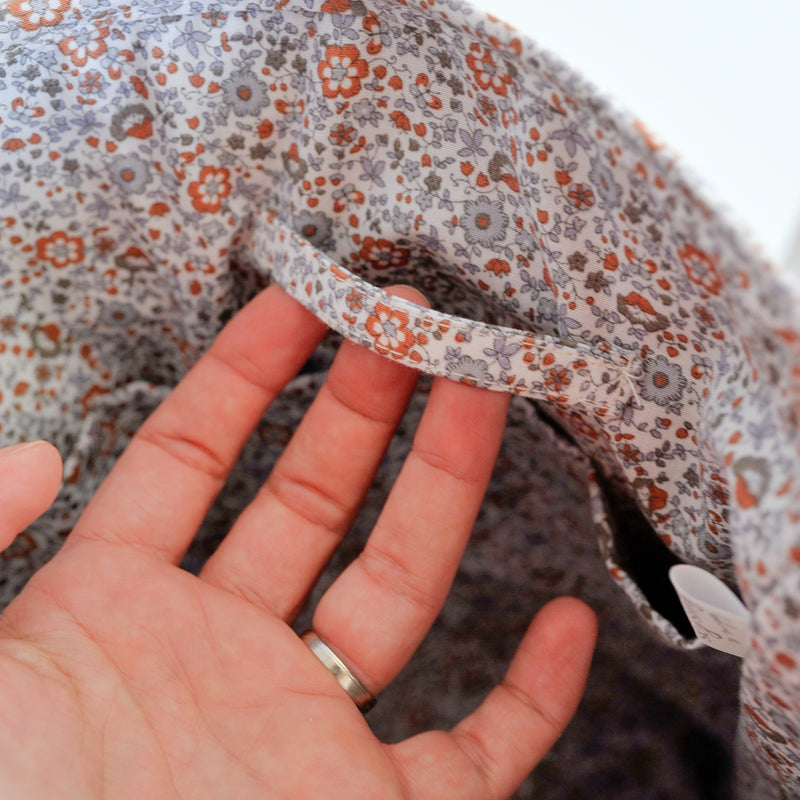 Sac cabas - Velours côtelé taupe et imprimé Line – Pièce Unique
