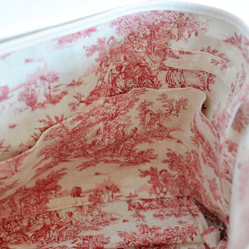 Sac cabas - Velours côtelé Bordeaux et Jouy – Pièce Unique